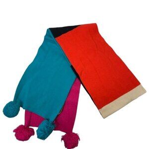 Kate Spade Wool Multicolor Striped Pom Pom Scarf One Size Whimsical Playfulcore